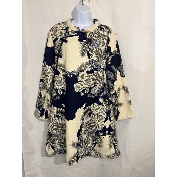 Chinese Style Trench Coat, Blue and White, size Large, NWOT Elegant ethnic - Picture 6 of 13